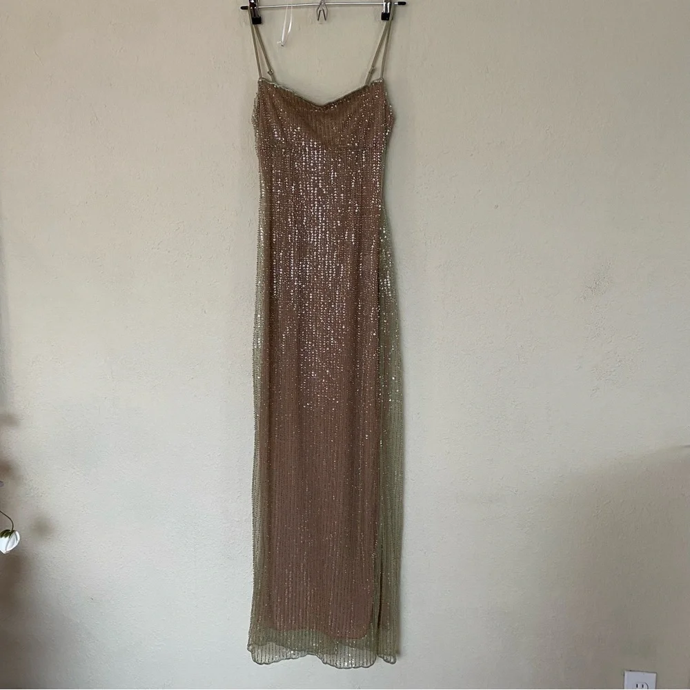 LIMITED EDITION House of CB 'Alondra' Cafe Au Lait Beaded Maxi Dress NWOT sz XS - Picture 4 of 15